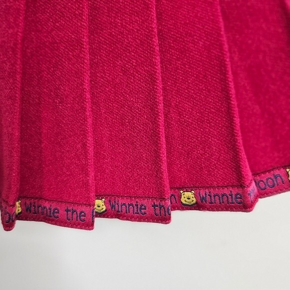 Vintage Winnie the Pooh Dress - Red Pinafore with pleated skirt size 7/8 - Picture 2 of 7